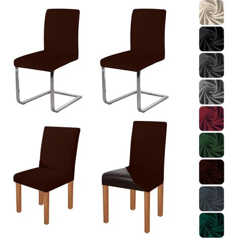 4er Set Stuhlhussen Kaffeefarbe, elastisch & waschbar für Esszimmerstühle (1/5)