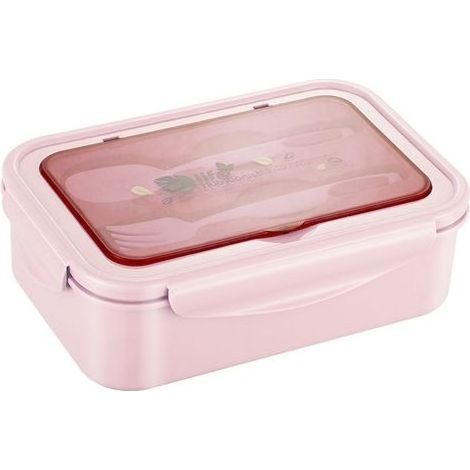 Lunch Box, Bote à Déjeuner en Plastique pour Enfant Adulte, Boite Bento avec couverts 1300ml Sécurité Anti-Fuite Bote à Repas, Rose (1/4)
