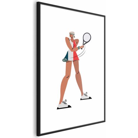 Poster – Tennisspieler mit Schläger auf weißem Hintergrund – Illustration (1/4)