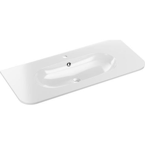 Lavabo para encastrar LINEA 100 cm en resina mineral blanco brillante