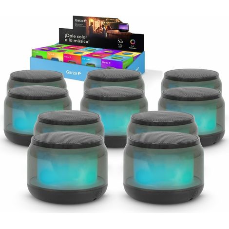 Pack 10 Altavoz Portátil Inalámbrico Bluetooth 5.1/ Micro SD con 15 Modos de luz LED Multicolor, Sonido 360º y Manos Libres
