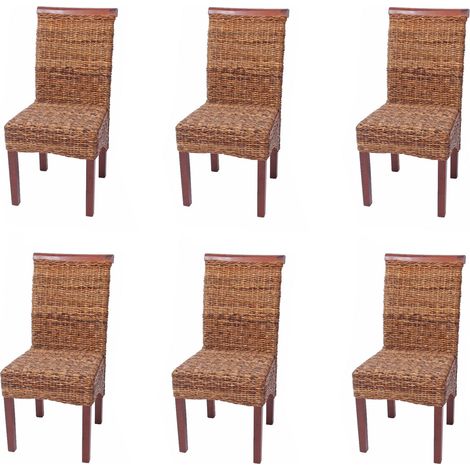 Lot de 6 chaises M45, banane tressée, 47x54x93cn, pieds marrons