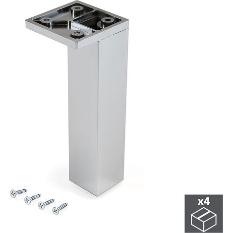 Emuca Lot von 4 MöbelNivellierer Smartfeet, Ecke, regulierbar 140-150mm, Kunststoff, Verchromt