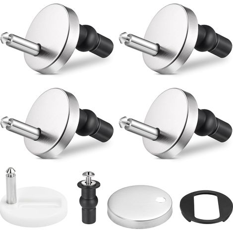 Lot de 4 pièces de kit de boulons universel pour siège de toilette, vis à déblocage rapide, pièces de rechange pour siège de toilette faciles à installer, ensemble complet universel (1/5)