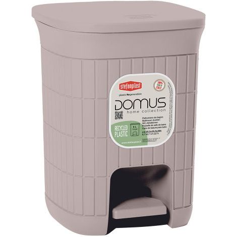 Pattumiera Bidone con Pedale da Bagno Domus Greige 6 Litri