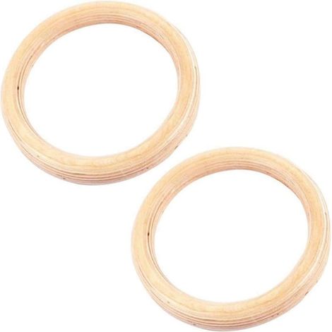 Beyamis Anneaux de fitness en bouleau, anneaux de gymnastique, anneaux d'exercice domestiques sûrs et durables supportant une charge élevée, 32 mm (1/5)
