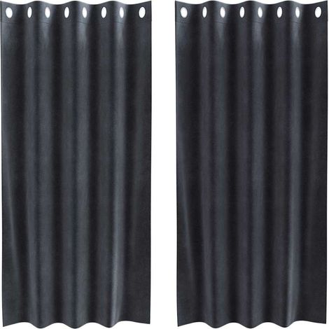 Rideaux avec des rideaux 2 pcs Gris foncé 140 x 175 cm Velours CFW64054 (1/5)
