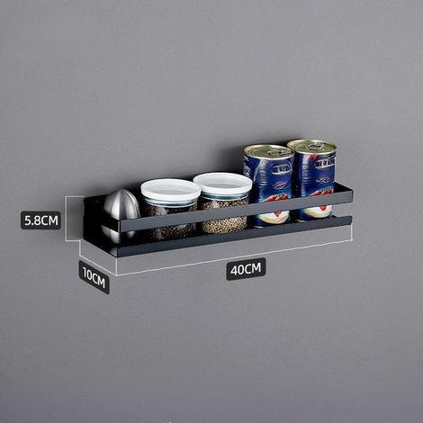 Mensola da parete in acciaio inox 304 per cucina e bagno, pratico supporto per spezie, utensili e accessori, nero 40105,8 cm (1/4)