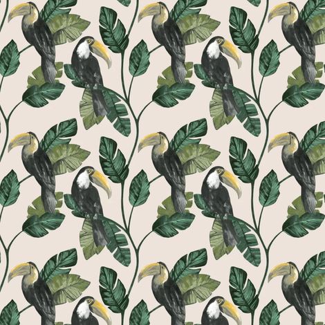Holden Decor Premium Tiki Neutral Wallpaper Bird Jungle Paste The Wall Botanical (1/4)