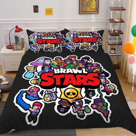 Parure de lit Brawl Stars 3D avec housse de couette et taie d'oreiller pour enfants, adolescents et adultes 140x200cm[7854] (1/3)
