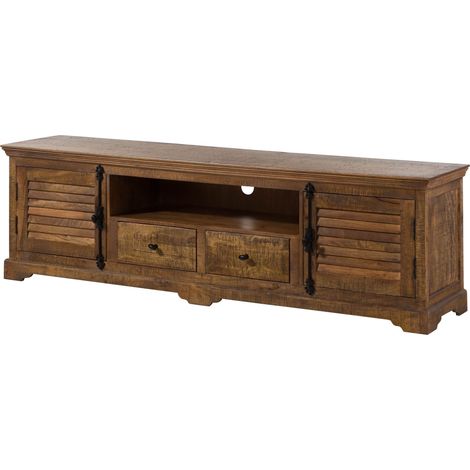 Meuble de TV en bois de manguier huilé marron RODEZ 149 (1/3)