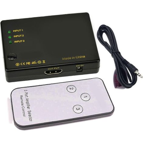 Commutateur d'interface multimédia haute définition 4K 3 entrées/1 sortie, télécommande infrarouge, distributeur d'interface multimédia haute définition PS (1/5)
