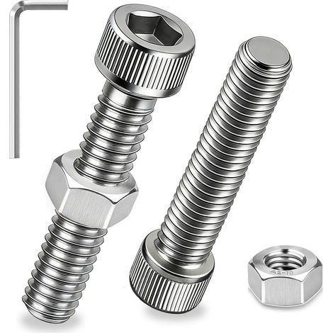 M5 Vis et Ecrous, 30 Pièces M5x8 mm Vis à Tête Cylindrique en Acier Inoxydable A2 V2A Boulon Inox DIN912/ISO 4762 Boulon et Ecrous pour Réparation de Meubles (1/5)