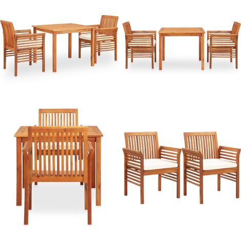 Ensemble à manger d'extérieur 3 pcs et coussins Acacia solide - Salon De Jardin - Mobilier De Jardin - Table De Jardin - Chaises De Jardin - Acacia - Home & Living (1/5)