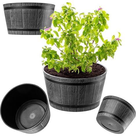 KADAX Blumentopf, aus Kunststoff, runder Pflanzkübel, 40 cm, Dunkelgrau