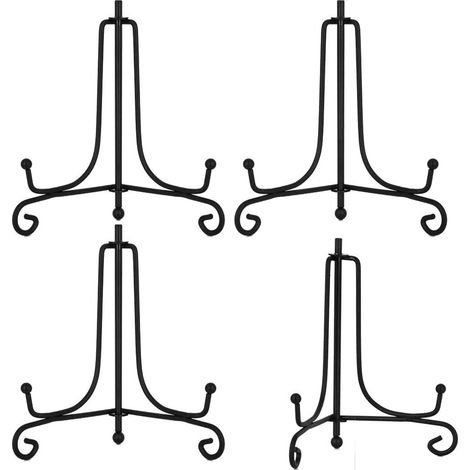 (4 pièces) Support d'assiette en métal noir/support d'assiette/présentoir de chevalet en fer/pour plats/assiettes/cadre photo d'art - 10-2 cm (1/5)