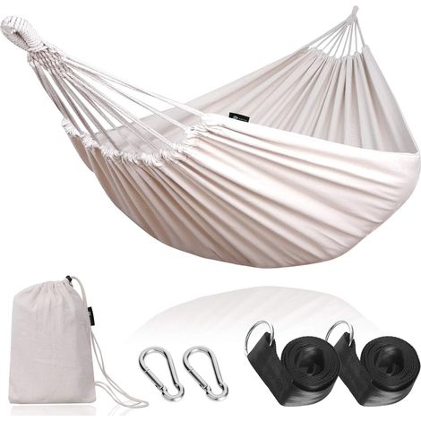 Outdoor Hamac Multi-Personnes en Coton - 210 x 150 cm - Charge Maximale 200 kg - Portable avec Sac de Transport - pour Patio, Cour (1/5)