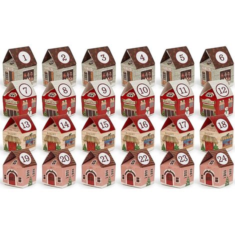 Calendario dell'Avvento 24 Casette Scatoline Numeri 1-24 in Cartone Colorate da Riempire 7x5x11 cm da Appendere all' Albero di Natale con Caramelle e Cioccolatini Addobbi Decorazioni Casa (1/5)