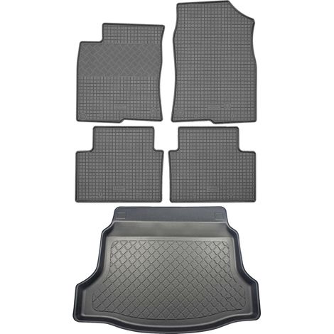 Honda Civic X / Civic Sport Hatchback (5 puertas) desde 03.2017 SET - alfombrillas de goma para coche + alfombrilla para maletero