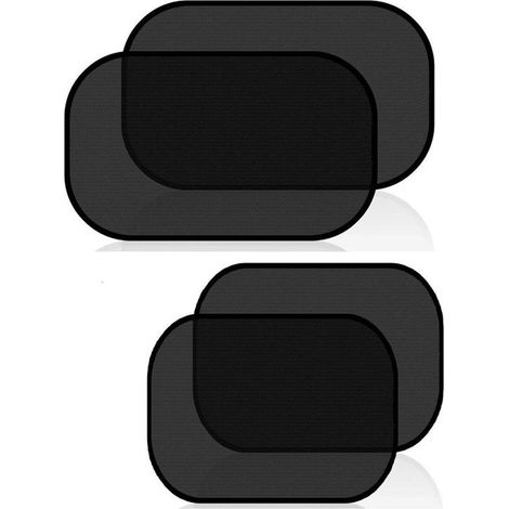 Pare-soleil de voiture 4 pièces - Noir - Protection solaire - Accessoires de vêtements pour bébé de voiture - Universel - 50 x 30 cm, 44 x 38 cm - Adsorption électrostatique - Maille en nylon + PVC (1/4)