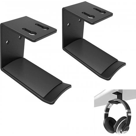 2 Supports Casque Muraux Noir Adhésifs Vis (1/5)