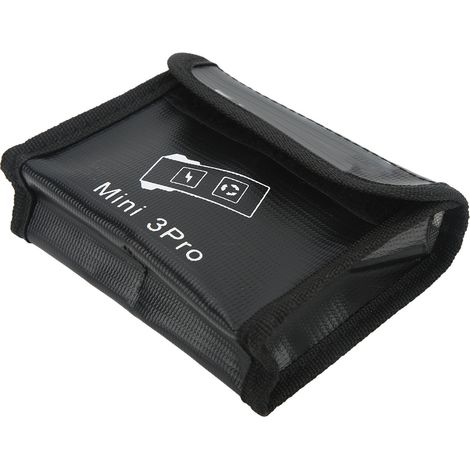 Sac de protection pour batteries Mini 3 Pro 2, antidéflagrant, fermeture auto-agrippante, en nylon noir ignifugé (1/5)