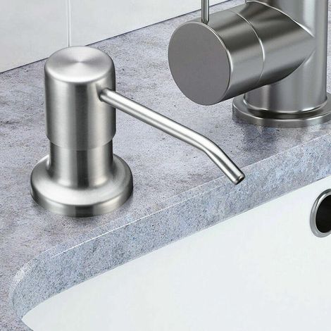 Kitchen Sink Soap Dispenser, Stainless Steel (Brushed Nickel), for Dish Soap or Hand Soap, Top Refill, Countertop Built-In, Fits 1-1.2 Inch Hole (1/5)