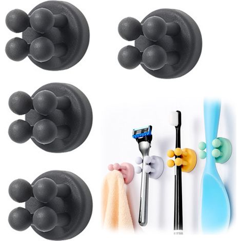 Support de rasoir sans perçage, support de brosse à dents, rasoir de rasage pour femme, support adhésif de douche, porte-stylo autocollant, pince à serviette (BLACK) (1/5)