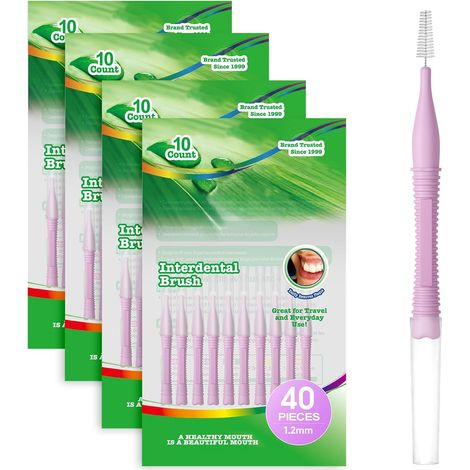 Lot de 40 Brossettes Interdentaires en Forme de I - Largeur -1,2 mm - Réutilisables - Pour le Nettoyage des Dents - Pour Les Personnes Ayant un Large Espace (1/5)