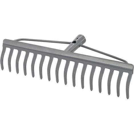 KOTARBAU® Rateau à Feuille - Métal - 41 cm - Râteau Jardin - 16 Dents - Gris - Outil Robuste Pour Entretien Gazon Jardinage - sans Manche (1/5)