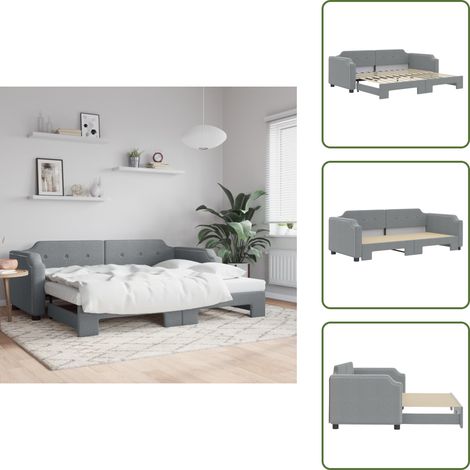 The Living Store Tagesbett Ausziehbar Hellgrau 80x200 cm Stoff - Sofa - Schlafsofa - Gästebett - Tagesbett - Ausziehbarer Schlafsitz