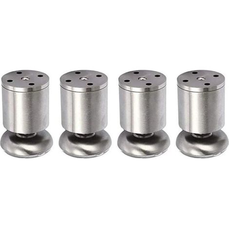 Set di 4 gambe per mobili, gambe per mobili in acciaio inox regolabili in altezza, gambe per tavolo, 50 x 80 mm, piedini in gomma, sicure e silenziose (1/5)