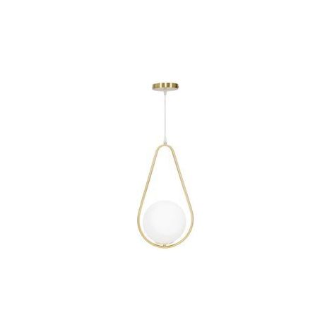 Plafonnier Glamour goutte métal doré verre blanc design (1/5)