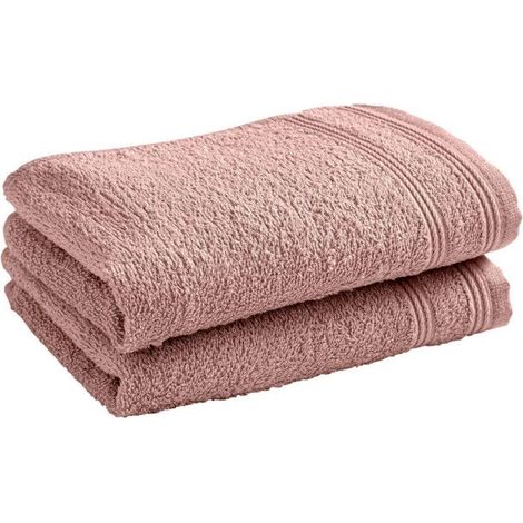 Lot de 2 serviettes invité - COTON PUR - Spa - 30 x 50 cm - 400 g/m² - Vieux Rose (1/5)