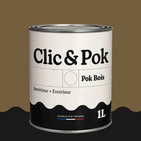 Peinture Bois Extérieur – POK BOIS - 1L - RAL 7008 - Gris kaki- Résistante aux intempéries - Ne s'écaille pas