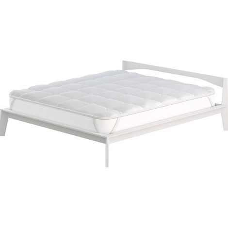 Topper Matrimoniale Trapuntato 300 gr/mq con Elastici Fancy Bianco (1/4)