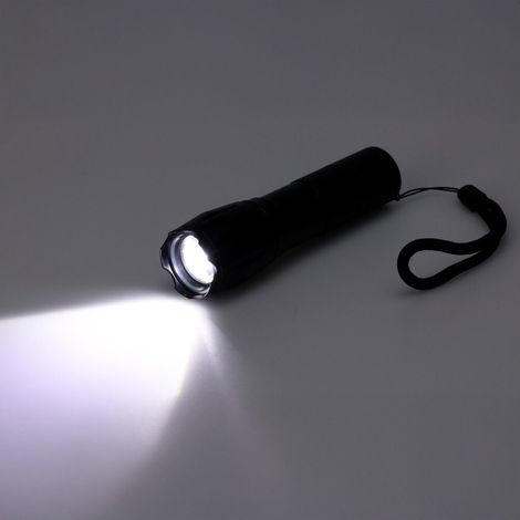 Linterna led aluminio 12,5 cm, con zoom, 3 x aaa (no incluidas), negra, 125 x 30 x 30 mm (1/3)