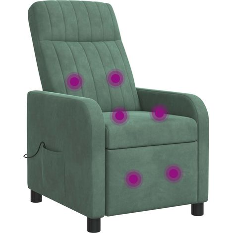 Massage Recliner Sea Green Velvet vidaXL
