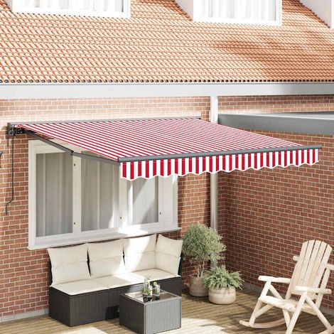 vidaXL Tenda Retrattile Striscia Rossa e Bianca 300x250 cm Tessuto (1/5)
