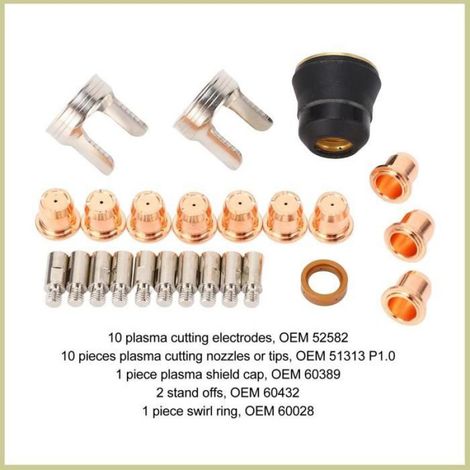24pcs Accessoire torche plasma,Électrode,Buse,Capuchon,Entretoise,Anneau swirl,IPT-60 PT-60 IPT-40 (1/4)