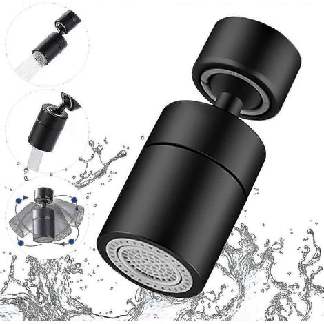 360° drehbarer Wasserhahn-Luftsprudler, 2 einstellbare Modi, Blasenfilter für Küchen- und Badezimmerarmaturen, 22 mm Innengewinde, Schwarz, 1 Stück