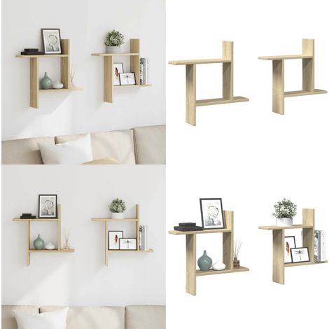 vidaXL Wandregale 2 Stk. Sonoma-Eiche 50x12x50 cm Holzwerkstoff (1/5)