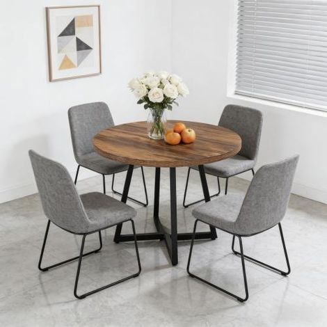 Table de cuisine ronde,bureau élégant pour télétravail,bureau d'ordinateur pratique,table de conférence compacte (table seule) (1/5)