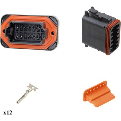 Kit Connecteur DT15 series femelle 12 Voies PCB Noir