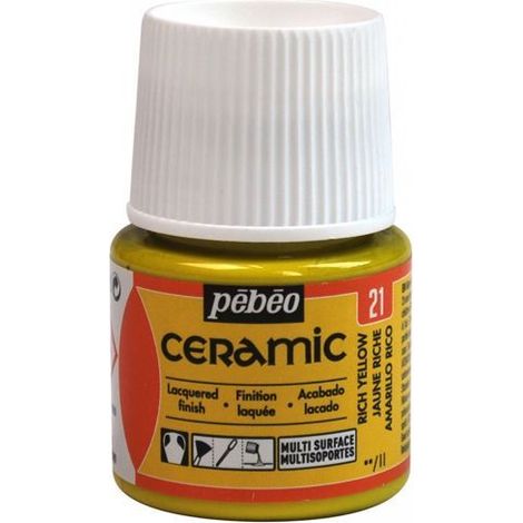 Peinture - Pébéo - Ceramic - Jaune riche - 45ml - Brillant et résistant à la lumière
