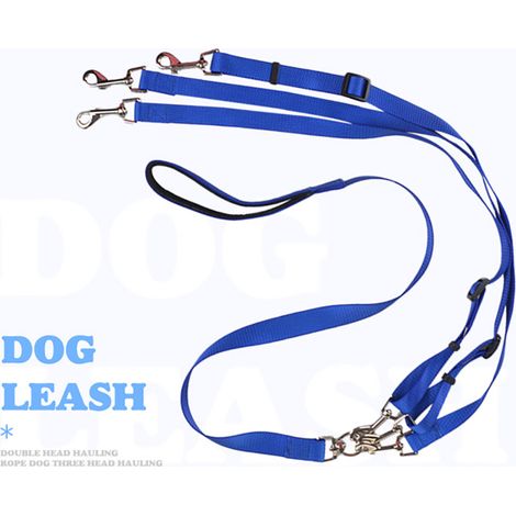 Ensemble de laisses triples pour chien avec laisse réglable de une à trois longueurs en nylon (1/2)