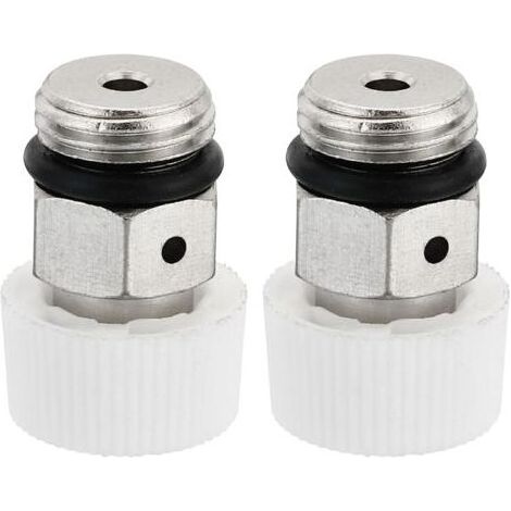 1/4" BSP Mâle Filet Manuel Radiateur Air Ventilation Vannes, 2 Paquet Nickel Plaqué Laiton Bouchon Vanne Pas Besoin Clé pour Radiateur Chauffage, Argenté Blanc (1/5)