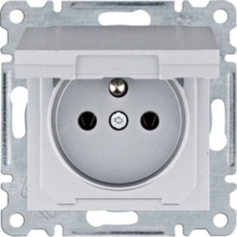 Prise de courant Lumina avec mise à la terre et couvercle 16 A/250 V CA Argent WL1122