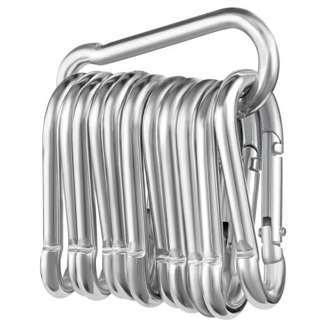 Paquete de 12 mosquetones, Φ6 x 60 mm, carga máxima de 180 kg, sin óxido, ganchos de escalada galvanizados, para llaveros, hamacas, camping, pesca, toldos, etc.