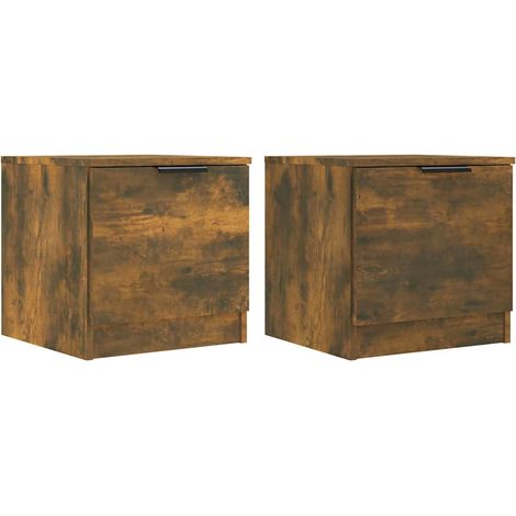 Maison Exclusive - Mesitas de noche 2 unidades color roble ahumad (1/5)